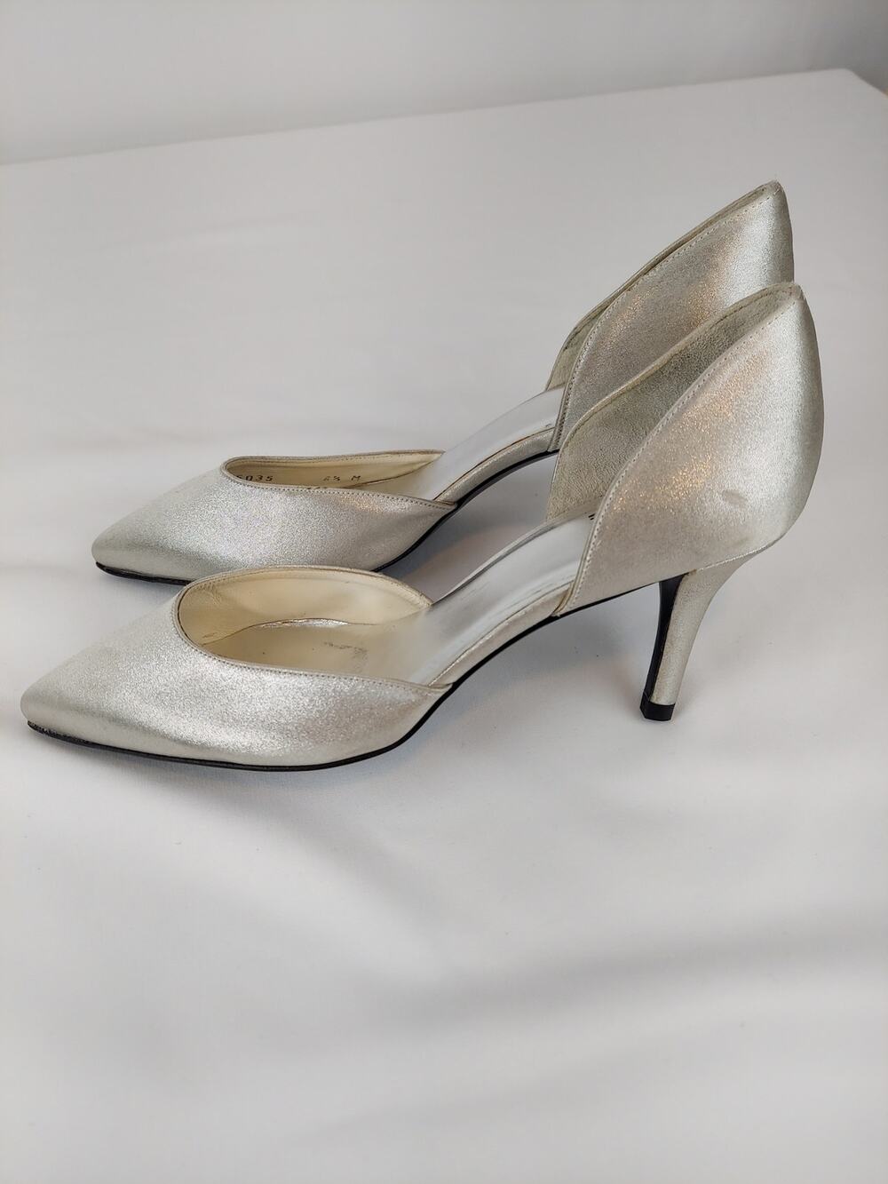 Staurt Weitzman Raso Chrome Silver Cocktail Evening Stunning Pumps 6.5 M